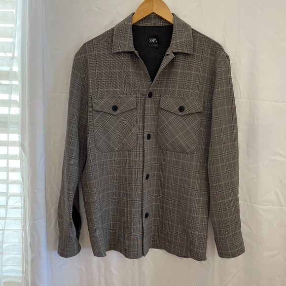Zara Other - Zara Men's Grey Plaid Casual Button-up Jacket/Blazer Sz sm